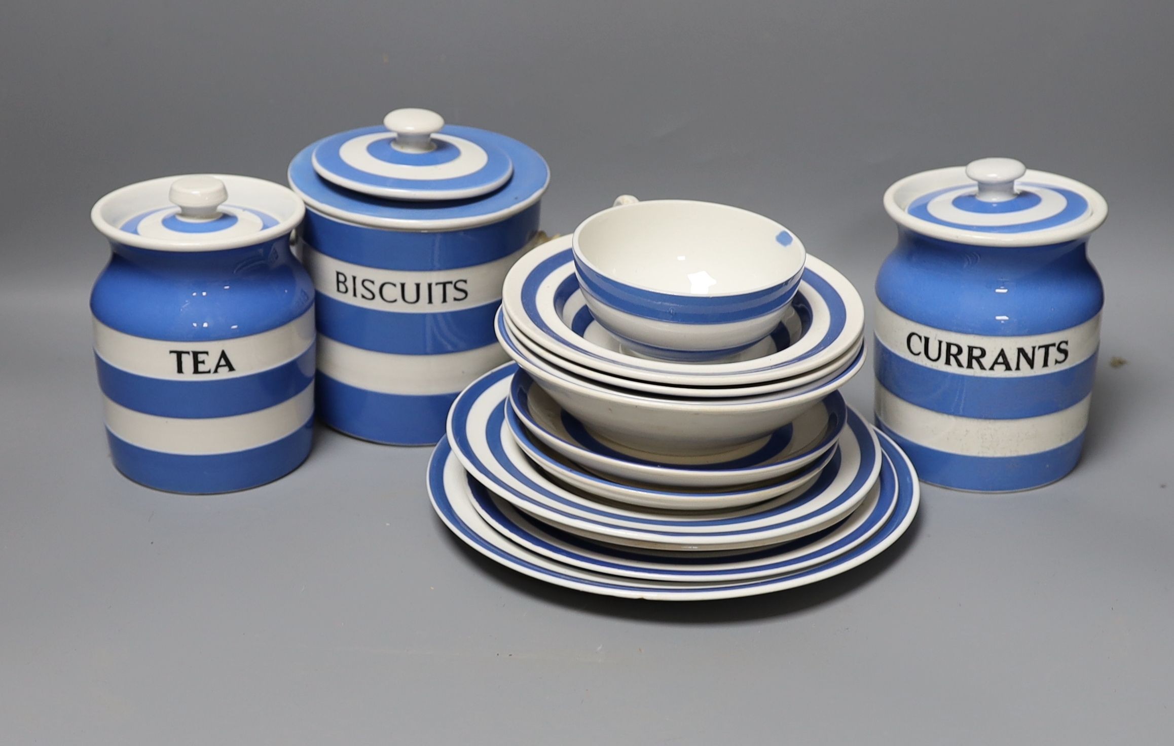 T G Green blue and white kitchenware